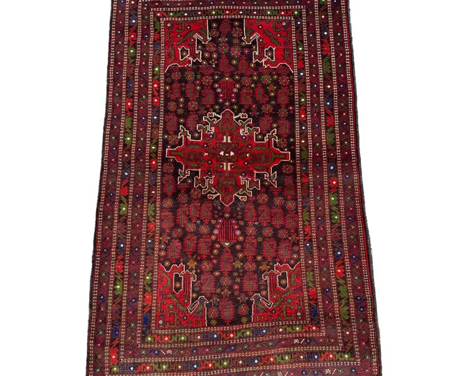 Vintage Afghan hand knotted Baluchi rug - 3'8 x 6'5 Rug for bedroom