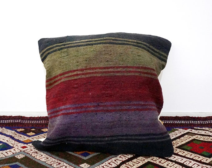 70% off 20"x20" Turkish kilim pillow cover, vintage kilim pillow cover, Pillow Case, Cushion cover, Throw Pillow