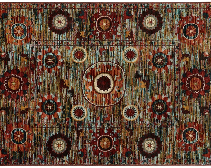 Uzbek Suzani Art deco Area rug, Sedona Traditional Bedroom rug, 8x10 rug, Rug runner, 10x13 area rug, Free Shipping