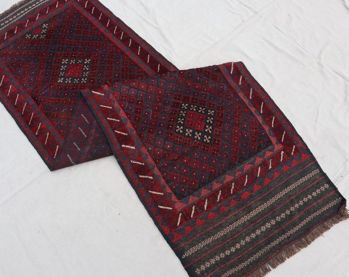 70% off 2.6 x 8.8 Ft/ super fine Afghan Vintage Mishwani  Kilim rug runner | Hand knotted tribal wool runner wool Hallway Rug Runner