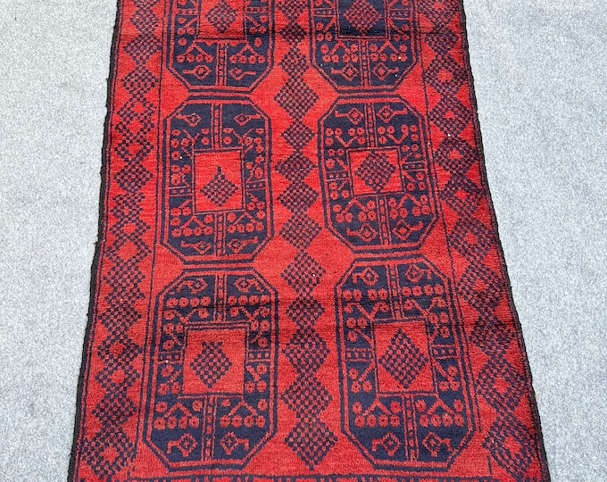 70% off Size 3.6 x 6.0 Ft Baluch Afghan Shindani  Full Pile rug | Hand knotted Geometric wool rug/Nomadic Natural Dye Color/ Vintage