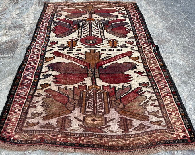 70% off 2.11 x 4.4 Ft/ super fine Afghan Vintage Baluch Barjesta rug | Hand knotted tribal wool Rug Gergeous Patern Gol Barjesta Rug
