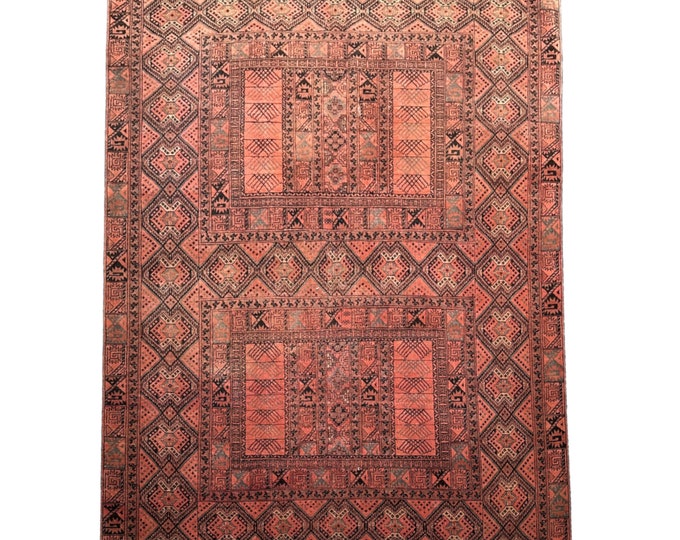 70% off Vintage Elegant vintage Afghan Turkmen rug - Tribal wool area rug 5'5 x 8'0