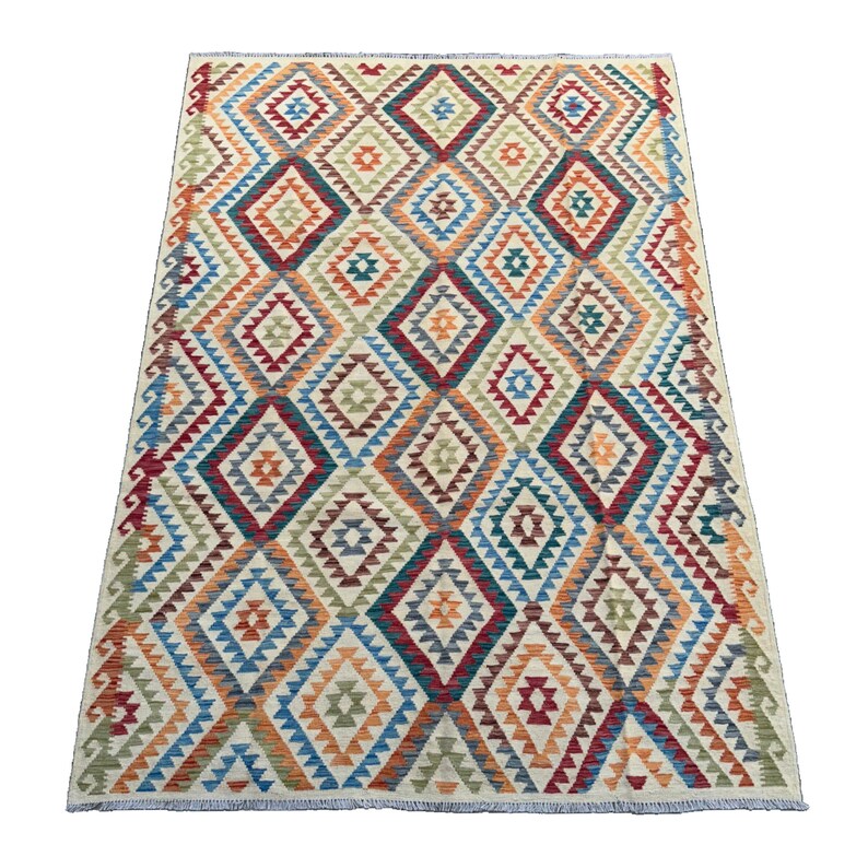 70% off 6'10 x 9'10 Modern Tribal Afghan kilim rug kilim rug for bedroom Living room area rug image 2