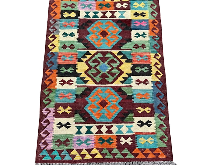 70% off 3x4 Southwestern Handwoven kilim rug - 3x4 afghan wool kilim rug