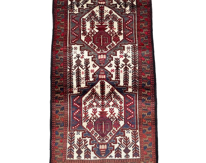 3'10 x7'0 Vintage Tribal hand knotted rug - Turkish vintage rug - rug for bedroom