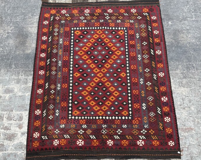 70% off 6'10 x 8'10 Handwoven Rustic Afghan kilim rug for Living room and bedroom