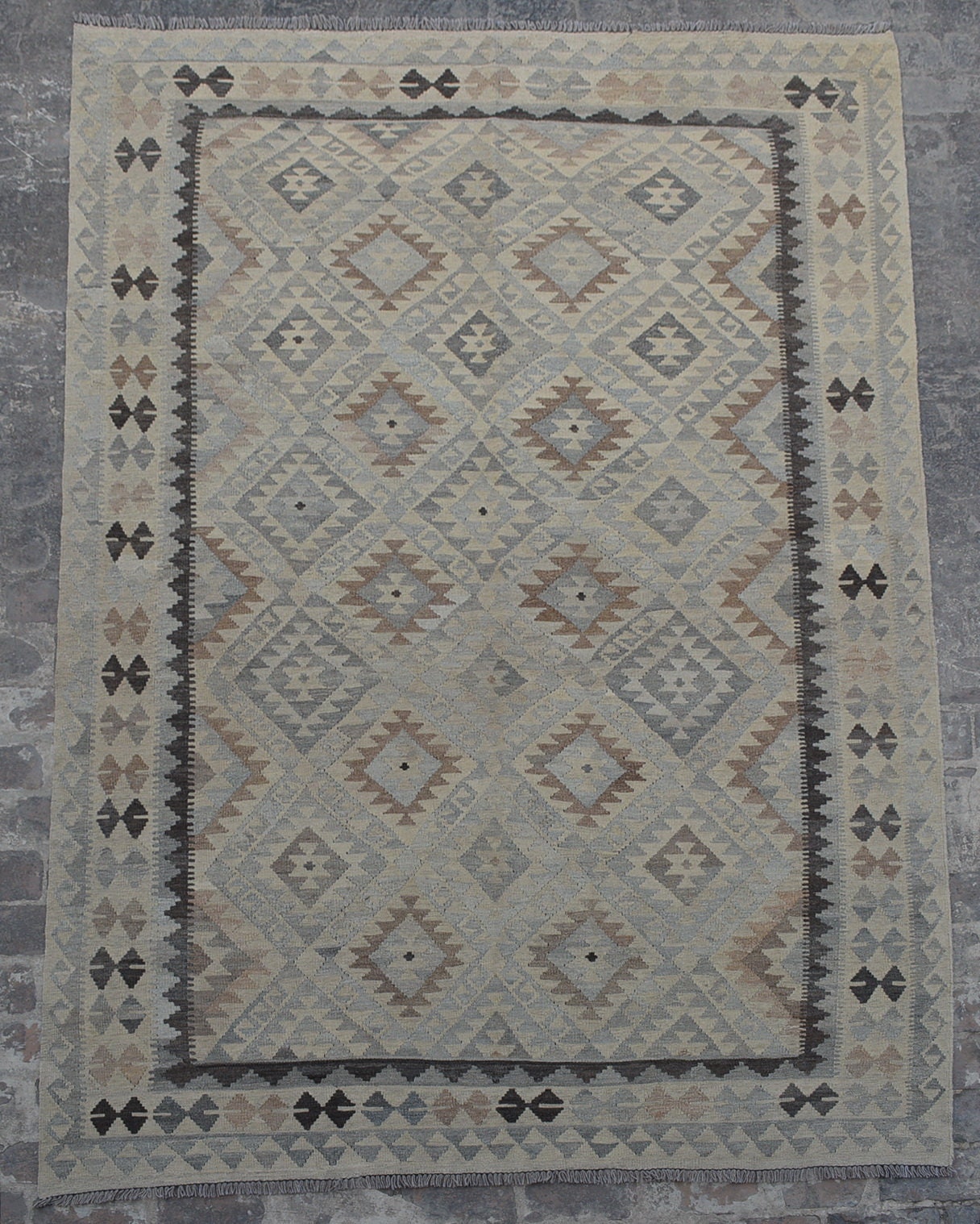 Large Afghan Ghalmori neutral kilim rug decorative rug