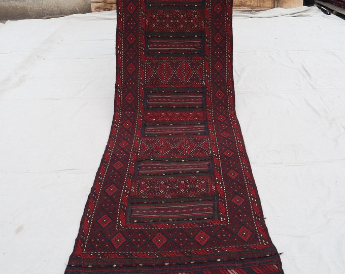 70% off 2.5 x 9.4 Ft/ super fine Afghan Vintage Mishwani Nomadic  Kilim rug runner | Hand knotted tribal wool runner wool Hallway Rug Runner