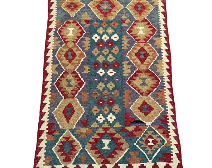 70% off 3x5 Tribal handwoven Afghan kilim rug - contemporary wool kilim rug - 3x5 accent kilim rug