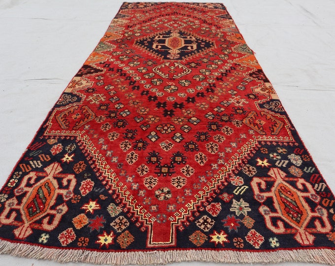 70% off 2.7 x 6.10 Ft/ super fine Afghan Red Vintage Caucasian rug runner | Hand knotted tribal wool runner wool Hallway Rug Runner