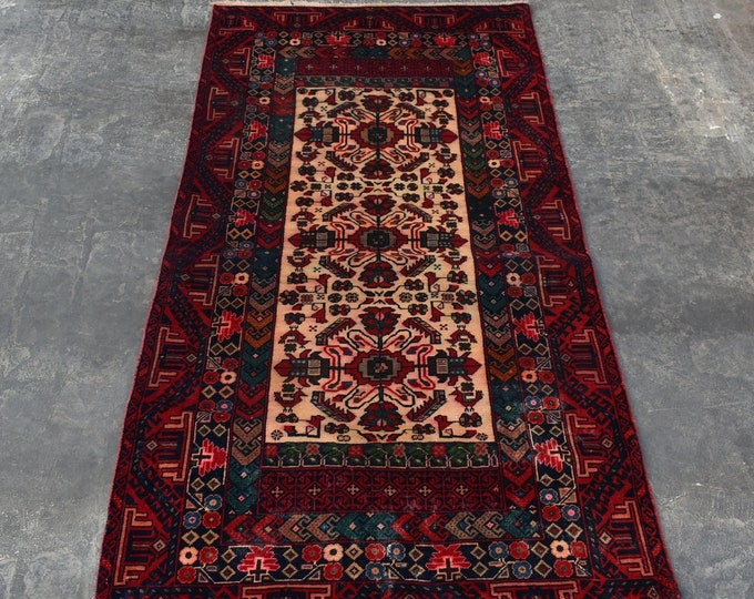 Vintage Handmade wool Tribal Afghan rug - Traditional wool rug - Living room rug - Bedroom Boho Rug - Vintage Bohemian rug