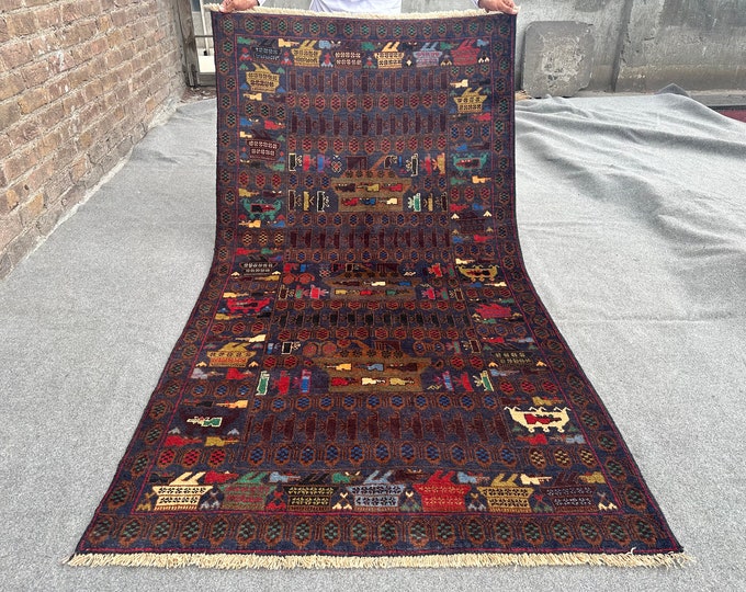 70% off 3.10 x 6.11 Feet/ Vintage Afghan Baluch War Rug Oriental War rug - Afghan Baluch Wall Hanging  carpet/ Peshawar rug