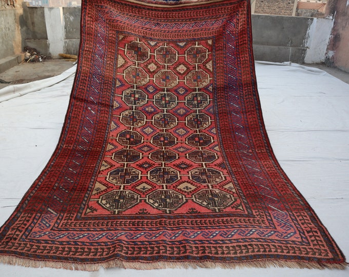 70% off  4.6 x 7. Ft/ Afghan Vintage 1960s Baluch Taimani Wool Rug - Handmade tribal  afghan Geometric Rug Natural Dye Color Fine Rug