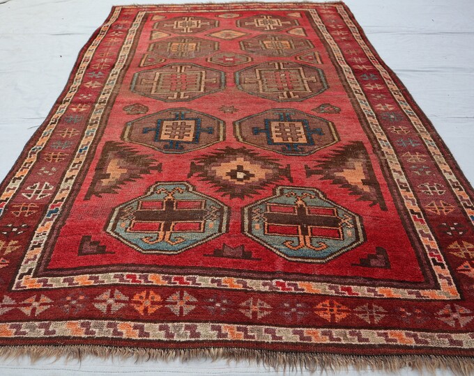 70% off  4.8 x 7.2 Ft/ Afghan Antique 1950s Baluch Taimani Wool Rug - Handmade tribal  afghan Geometric Rug Natural Dye Color Fine Rug