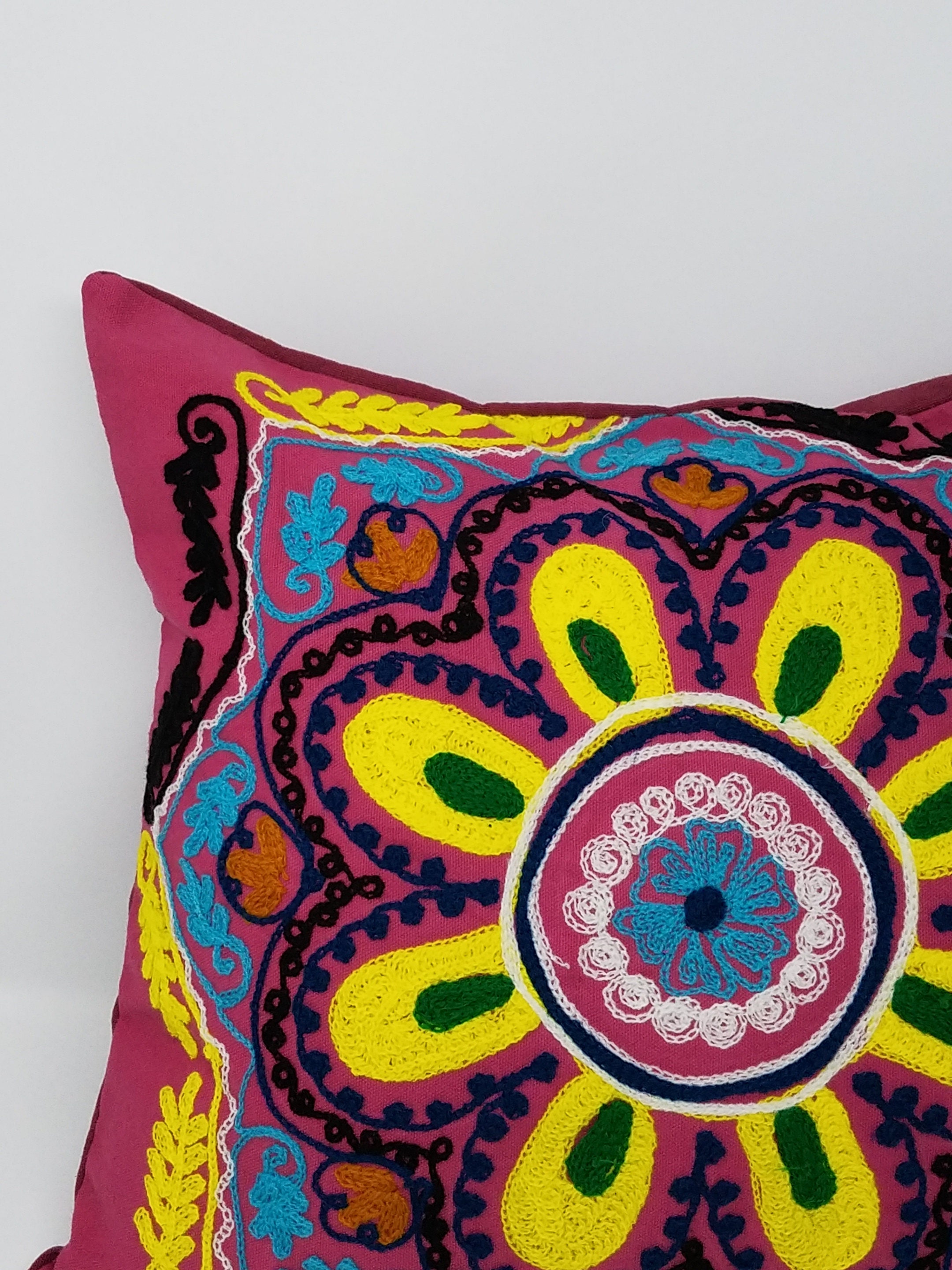 Beautiful Embroidered Decorative pillow cover/ handmade pillow Etsy