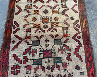 70% off Afghan vintage Rug tribal wool rug | Boho baluch rug | Kitchen rug