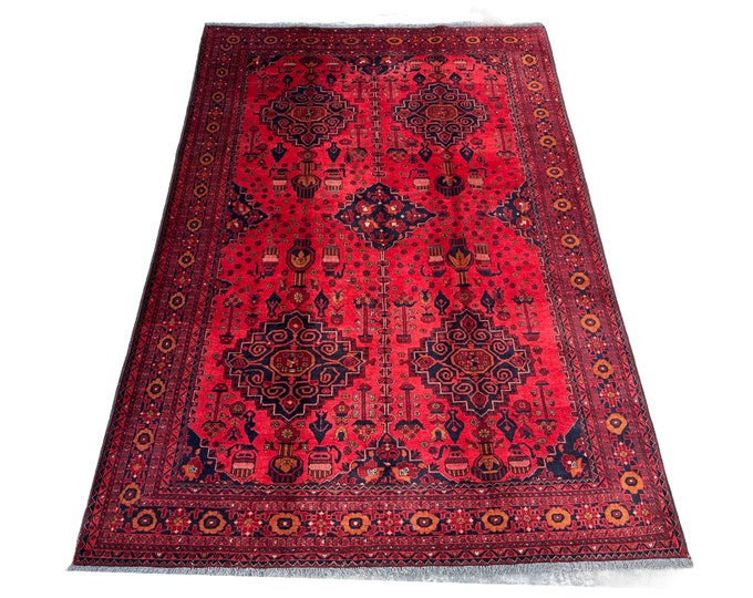 70% off Elegant Turkmen Afghan Khal Mohammadi wool rug - 6'8 x 9'8 Area rug