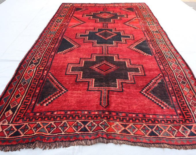 5'2 x 8'8 Handd knotted vintage tribal Caucasian rug