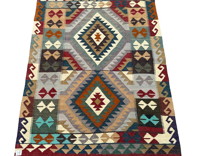 70% off 5x7 Southwestern handwoven kilim rug - Afghan tribal wool rug kilim - Kids room rug - 5x7 Turkish kilim rug