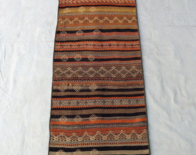 2'0 x 11'2 Vintage handwoven tribal kilim runner rug