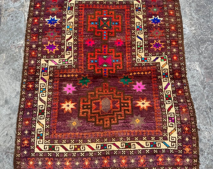 70% off 3 x 4.2 Ft/ Vintage worn Afghan Baluch Taimani Prayer rug | Afghan Baluch rug | handmade wool rug Oriental Wool Pattern Afghan rug