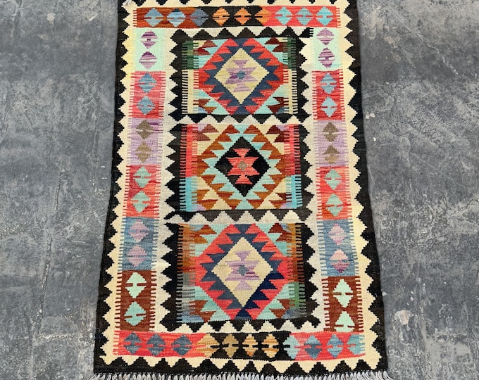 70% off Contemporary Afghan Rug kilim | Kitchen rug