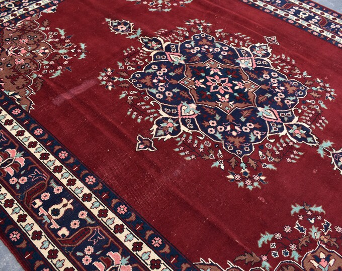 9'1 x 12'0 Vintage Caucasian handmade living room rug - Tribal Bedroom rug