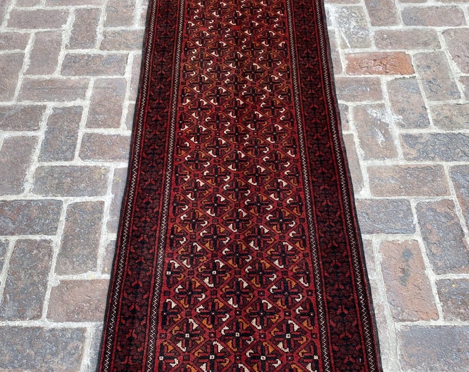 2'4 x 9'2 Hand knotted Tribal hallway rug runner - rug for Kitchen - Baluch rug runner