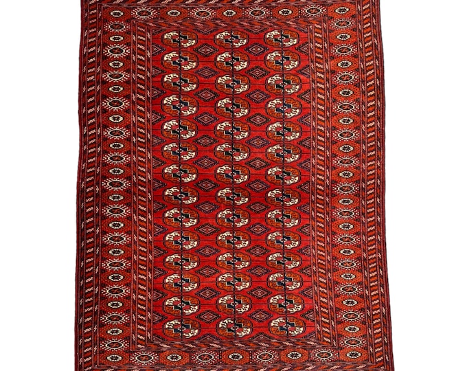 Ornage Vintage Turkmen Tekke rug 4x7 - Traditional hand knotted rug