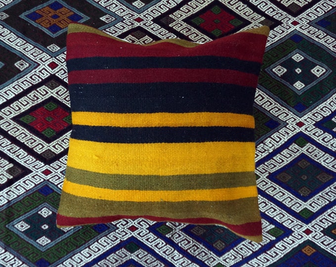 70% off 20"x20" Turkish kilim pillow cover, vintage Anatolian pillow, Decorative Throw pillow, 50x50 cm pillow