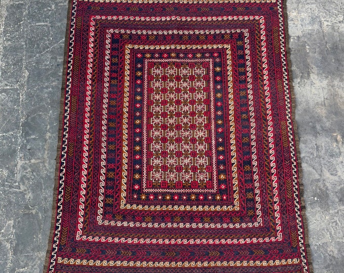 70% off Super fine Quality handwoven Afghan sumak Malaki kilim rug - 4'1 x 6'0