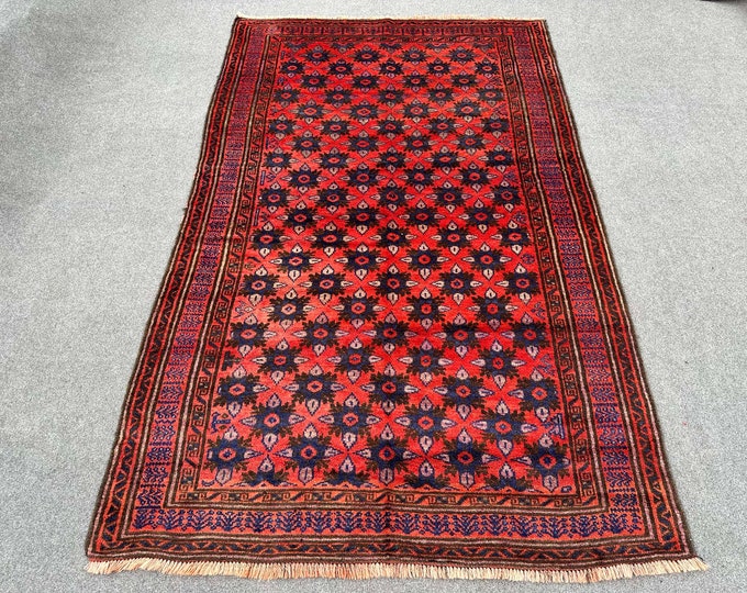 70% off  4.9 x 7.6 Ft/ Afghan HandKnotted Antique 1940s Baluch Taimani Wool Rug - tribal  afghan Rug Natural Dye Color Fine Rug