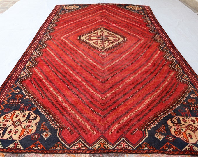 Vintage Caucasian hand knotted rug - 5'10 x 9'7 Old area rug - rug for bedroom - persian style rug