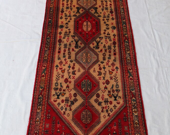 3'1 x 9'5 Hand knotted Tribal runner rug - caucasian vintage hallway Rug