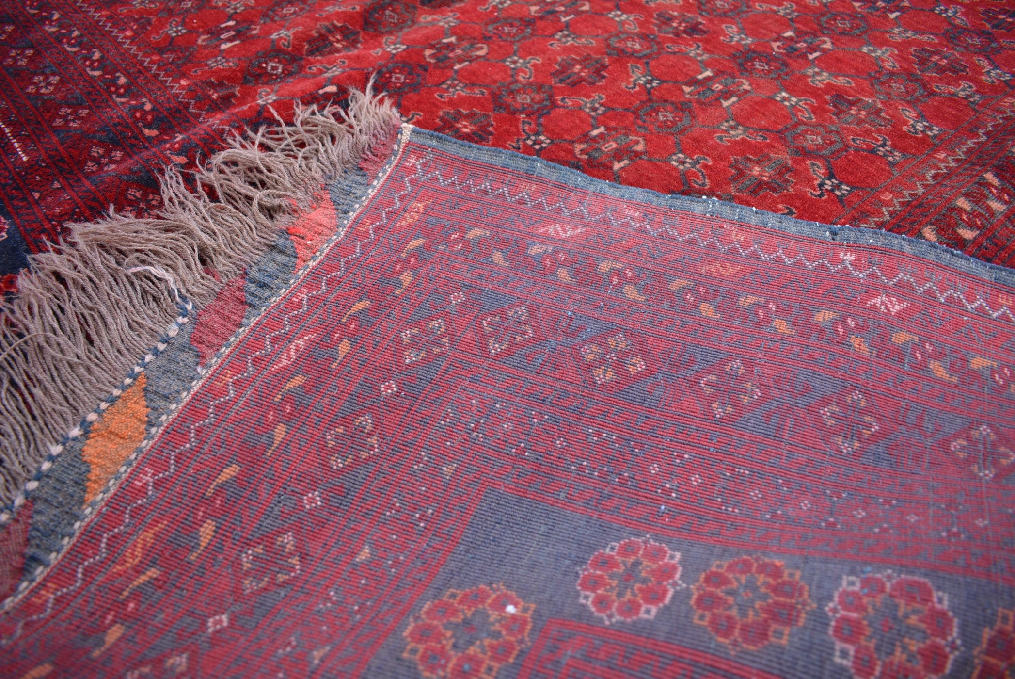 Large Vintage Afghan turkoman tribal bashiri handmade wool rug / Decorative rug vintage afghan