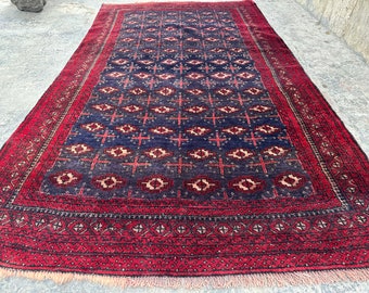 70% off  3.6 x 6.2 Ft/ Afghan vintage 1980s Baluch Wool Rug - Handmade tribal vintage afghan Geometric Rug Natural Dye Color Pattern Rug
