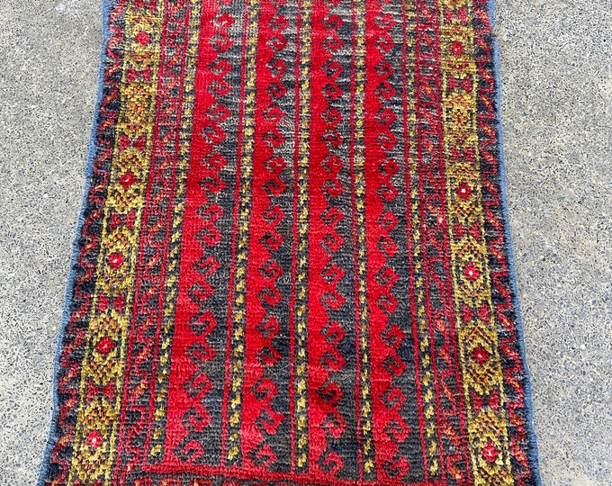 70% off 1.10 x 3.1 Afghan handmade Tribal Baluch Taimani BagFace Rug - Kids room rug - Kitchen rug - veg dye rug/ Wall Hanging Mini  Rug