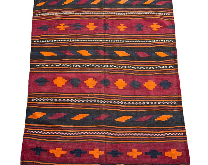 70% off 4'10 x 6'1 Afghan Maldari kilim rug | vintage afghan tribal kilim