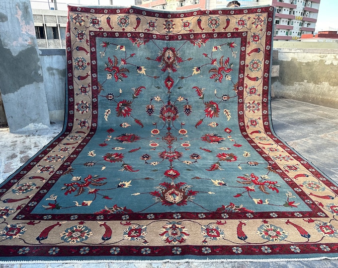 70% off 9.8 x 12.10 Feet/ Hand knotted Classic Chobi Oushak Wool rug - Natural Bedroom rug