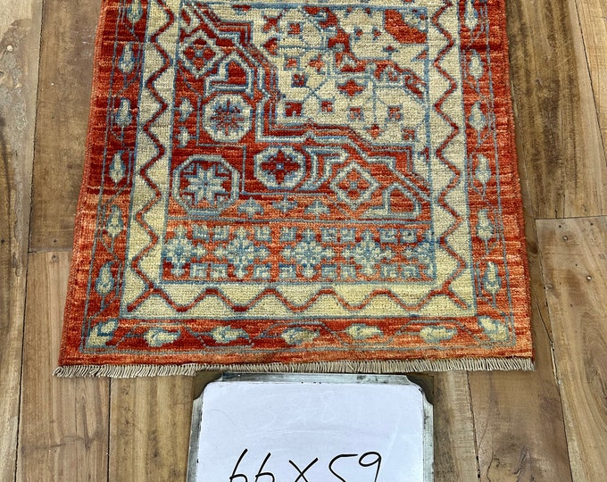 70% off 1.9x2.1 Ft/  Afghan handmade Tribal Rug - Kids room rug - Kitchen rug - veg dye rug
