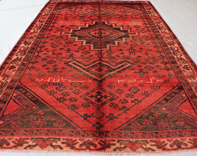 5'8 x 8'1 Vintage Hand knotted Caucasian Wool rug - Village rug - rug for bedroom - Boho rug - Tribal rug - handmade rug