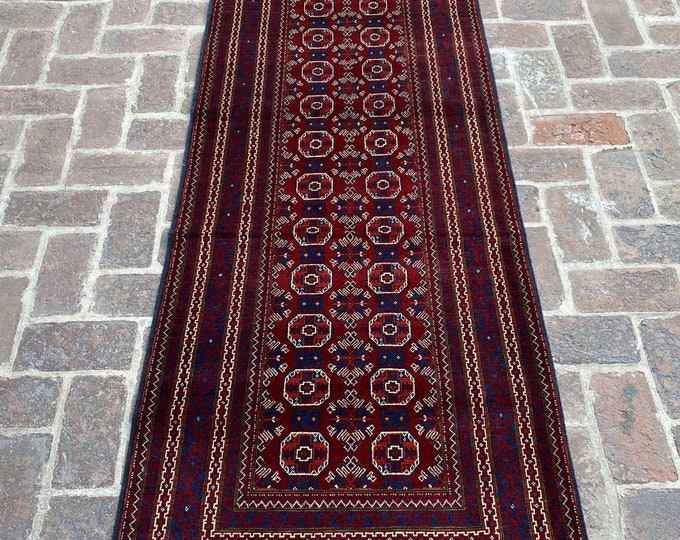 Afghan fine hand knotted Kunduzi Hallway runner rug - 2'8 x 9'8