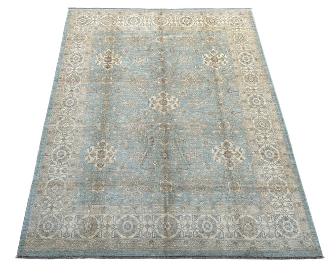 8x10 Handmade Turkish Oushak rug - Living room rug - Peshwar 8x10 rug