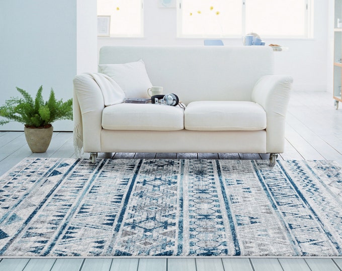 Tasmania Grey Oversize Rug 9'10" x 13'2" - Traditional Bohemian Vintage look - Hand-knotted texture