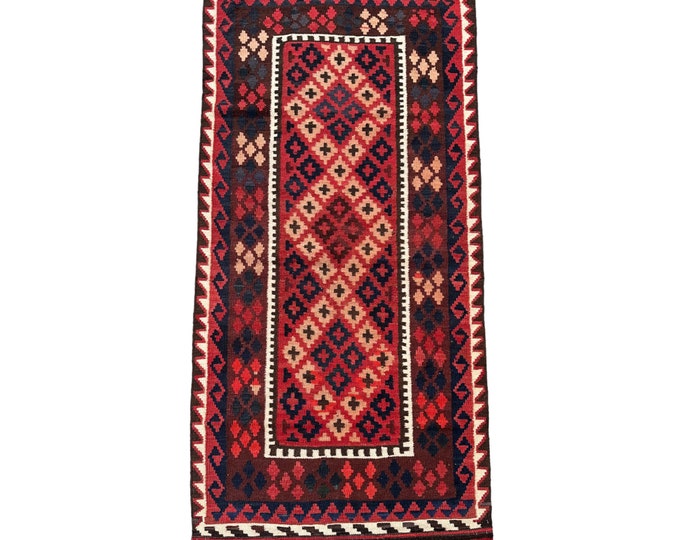 3'4x7'2 Maimana handwoven Afghan tribal kilim rug - Anatolian Turkish kilim