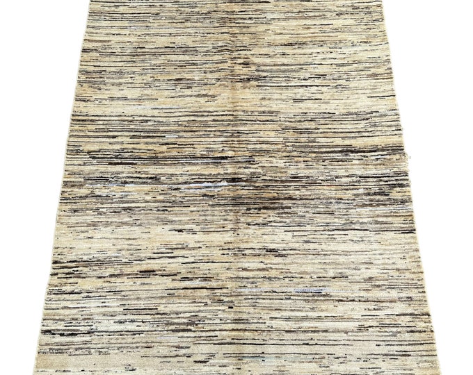 70% off 5x7 Afghan Handmade Gabbeh Veg dye rug - Living room rug - Contemporary Striped rug - Rug for bedroom