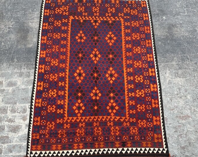 70% off 6'6 x 9'8 Handwoven Tribal kilim rug - Home decor Handmade rug for Living room and bedroom
