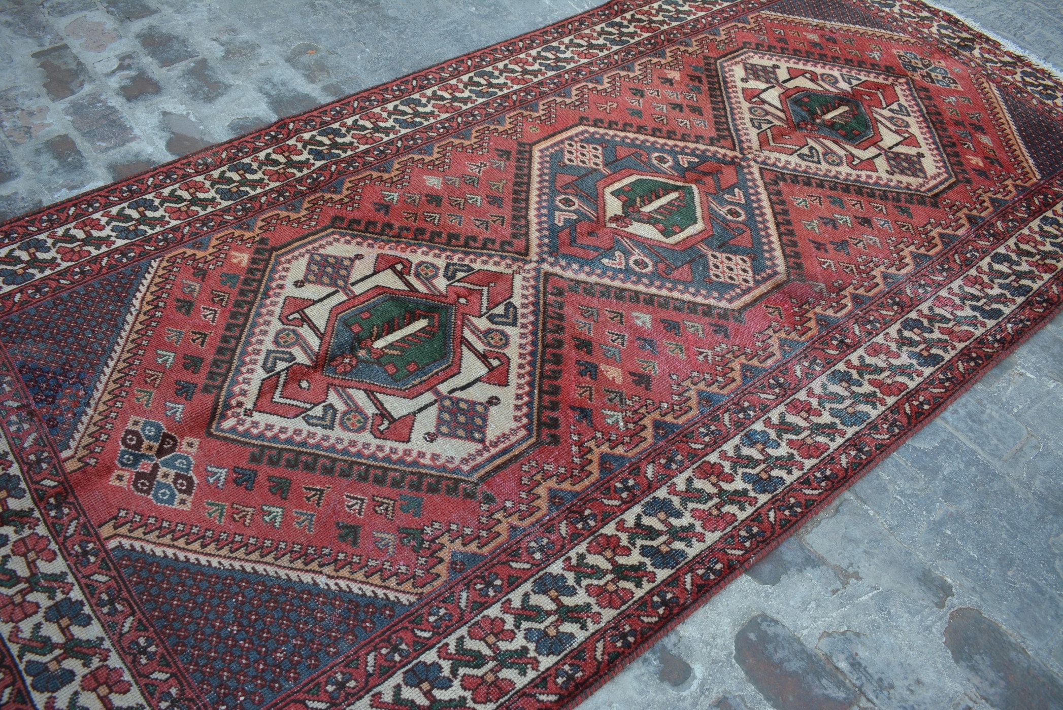 Antique Stunning hand knotted caucasian tribal wool rug / Decorative