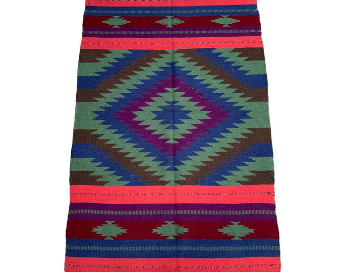 70% off Afghan Geometric Handwoven Kilim (3'9" x 5'7") - Intricate, Traditional, and Artisan-Crafted for Your Home